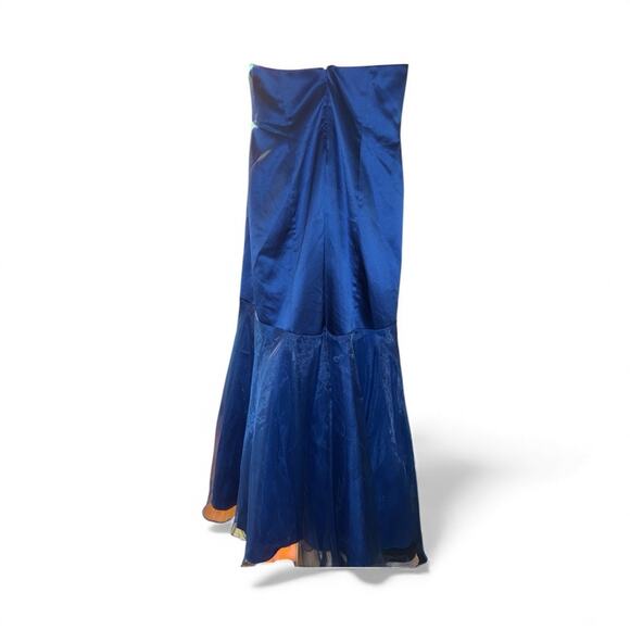 David's Bridal Strapless Navy Dress with Rosette - Picture 3 of 4